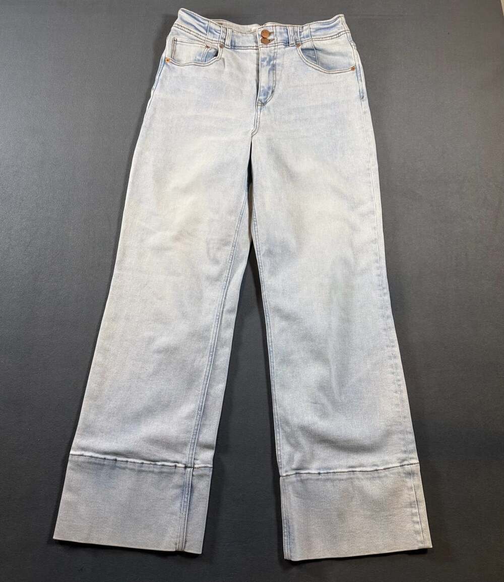 Dear John Light Wash Wide Leg Jeans With Rolled Cuffed Hem Size 29
